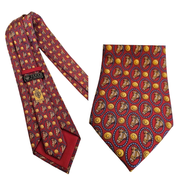 Gucci Other - GUCCI Equestrian Silk Old Money Vintage Mens Tie Horse Novelty Print